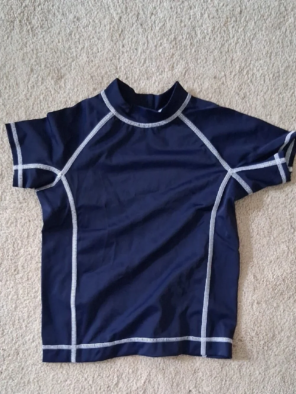 Lands' End Boys Navy Blue Rashguard with White Stitching